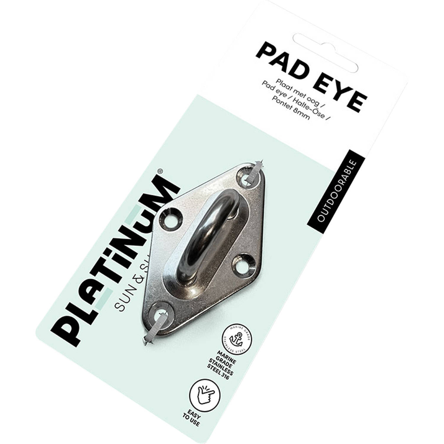 Platinum plaat met oog voor bevestiging schaduwdoek