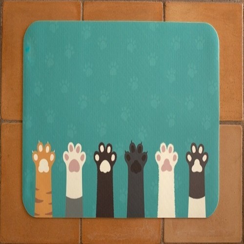 Tapete de vinil azul para comedouros de animais de estimação