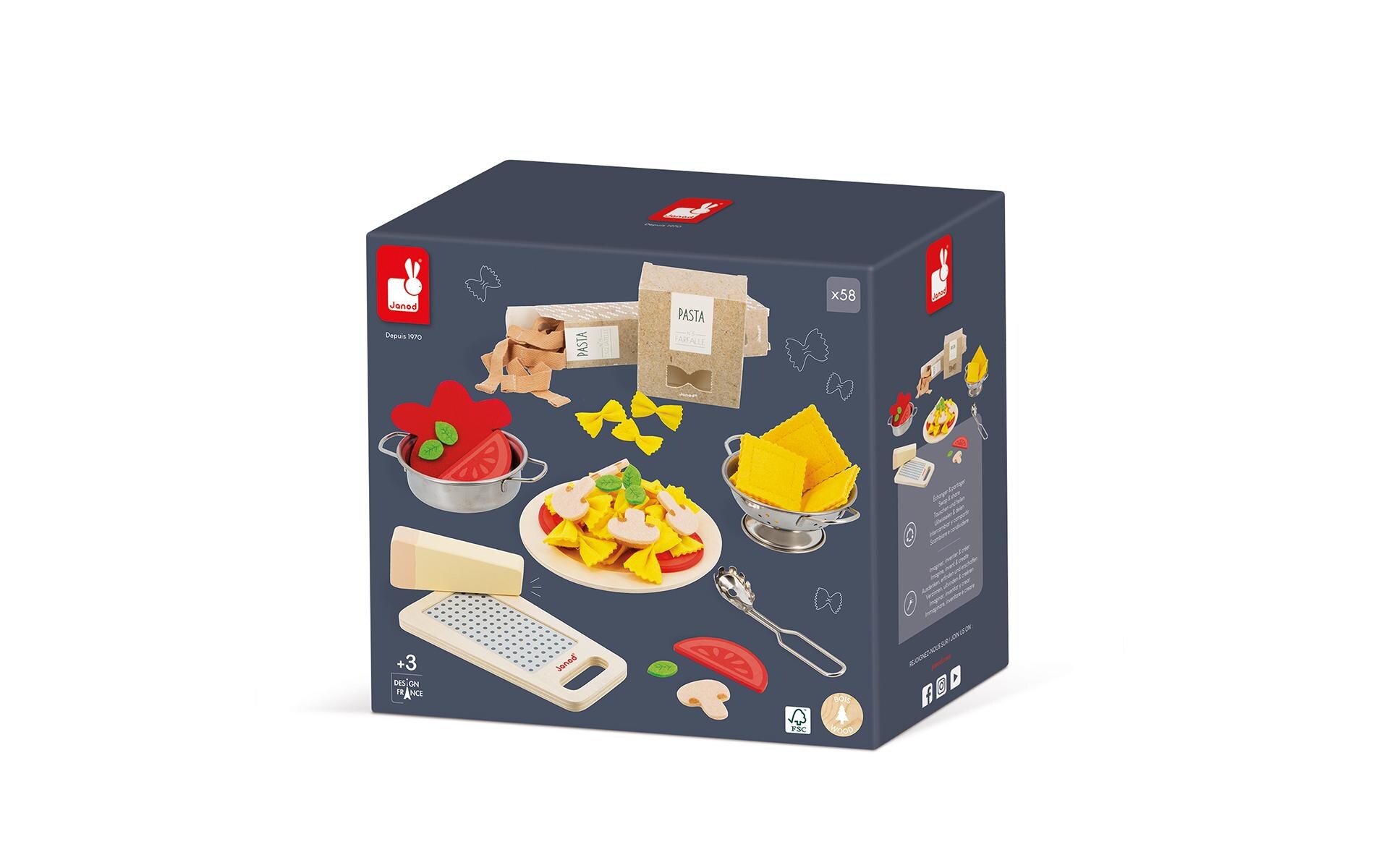 Pasta Mix 58-teiligRollenspiel-Spielzeug aus Holz und Pappe