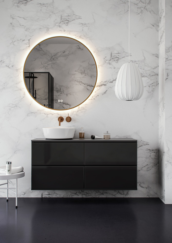 Hipp Design 13500 ronde spiegel 80cm koper met LED en spiegelverwarming