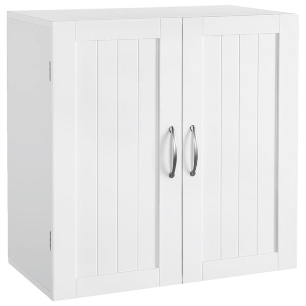 Yaheetech Hängeschrank mit 2 Türen Badschrank Wandschrank Küchenschrank Medizinschrank, Weiß