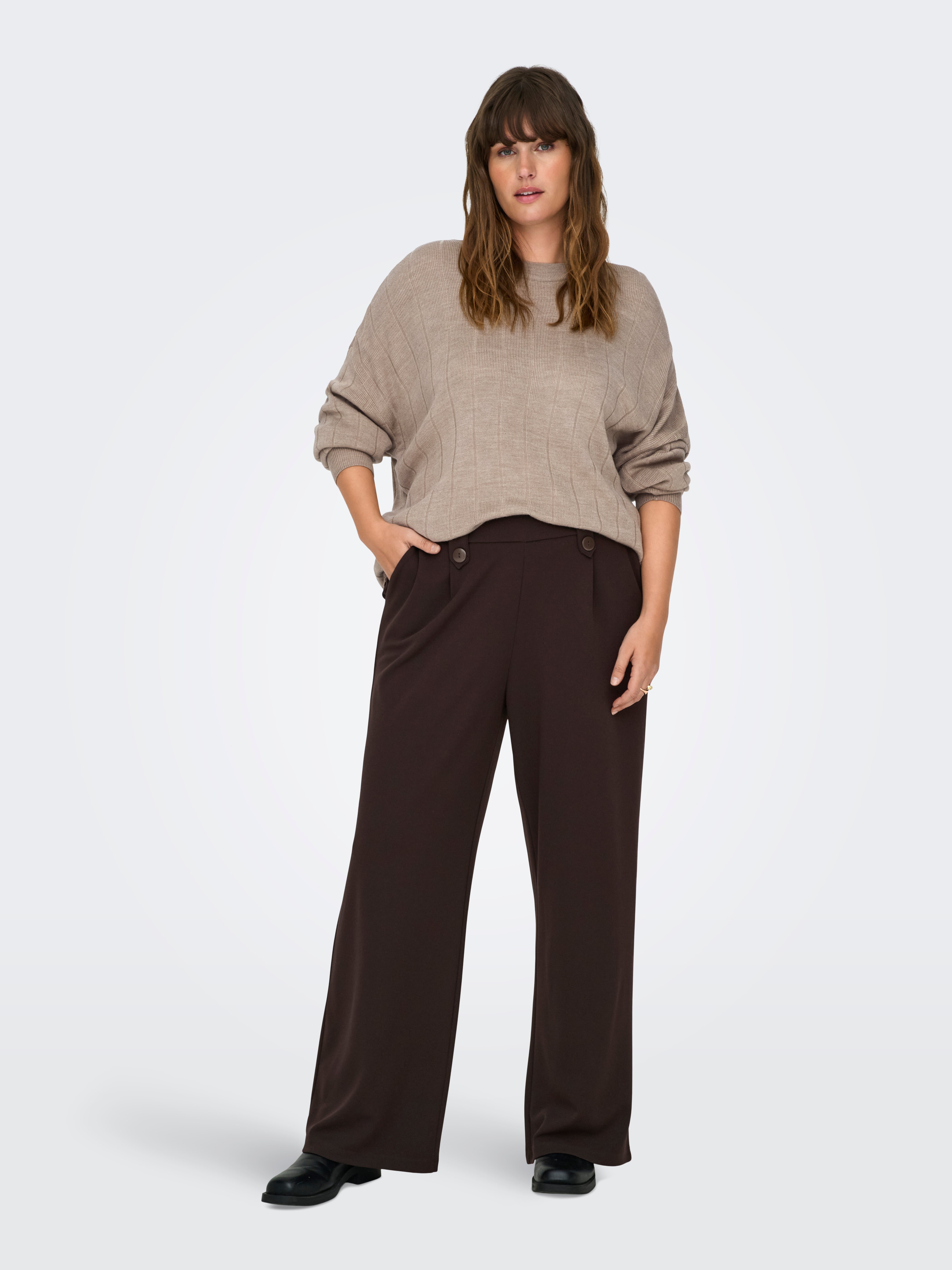 CARSANIA Normal geschnitten Hose mit weitem Beinschnitt Black Coffee
