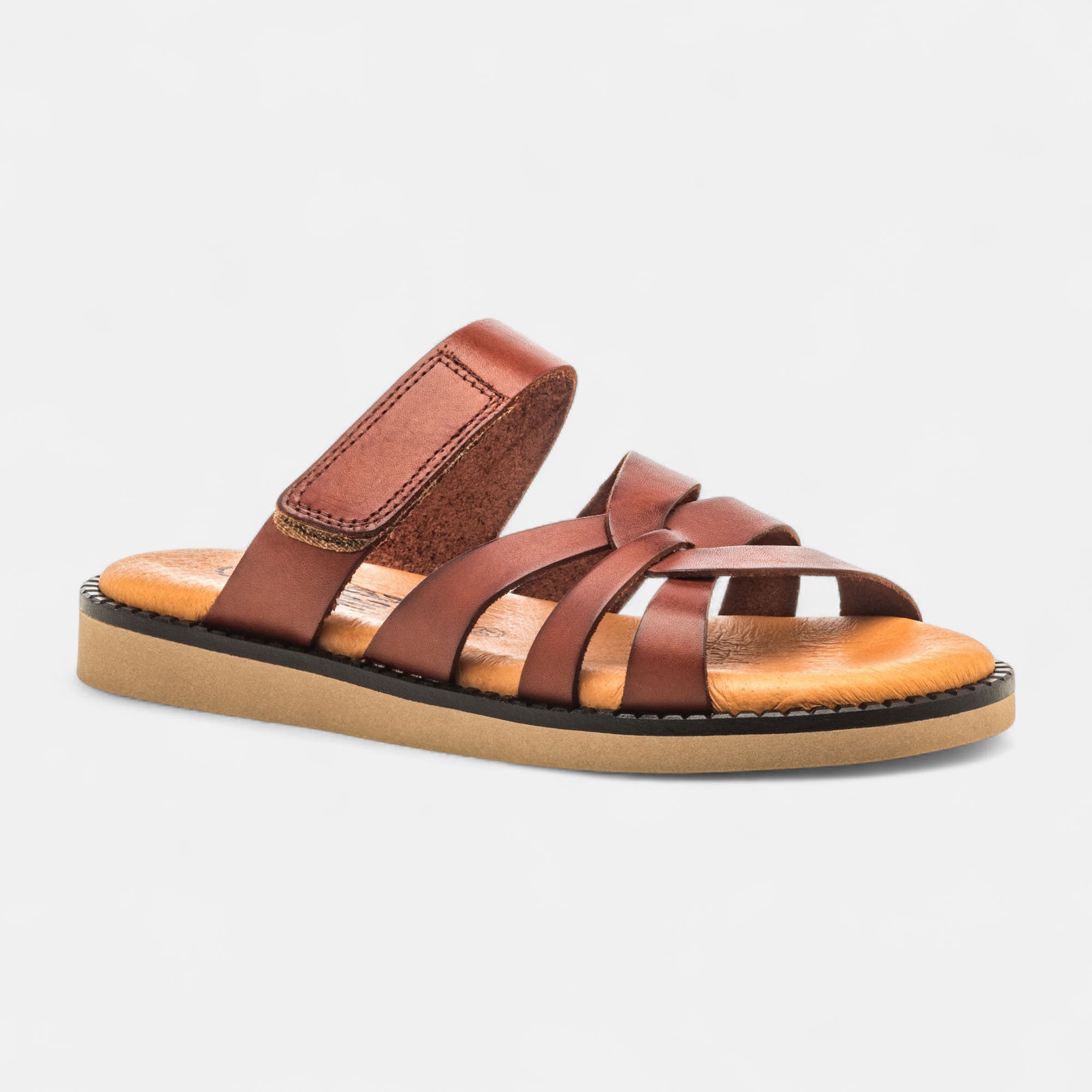 Nu-pieds Femme en cuir cognac