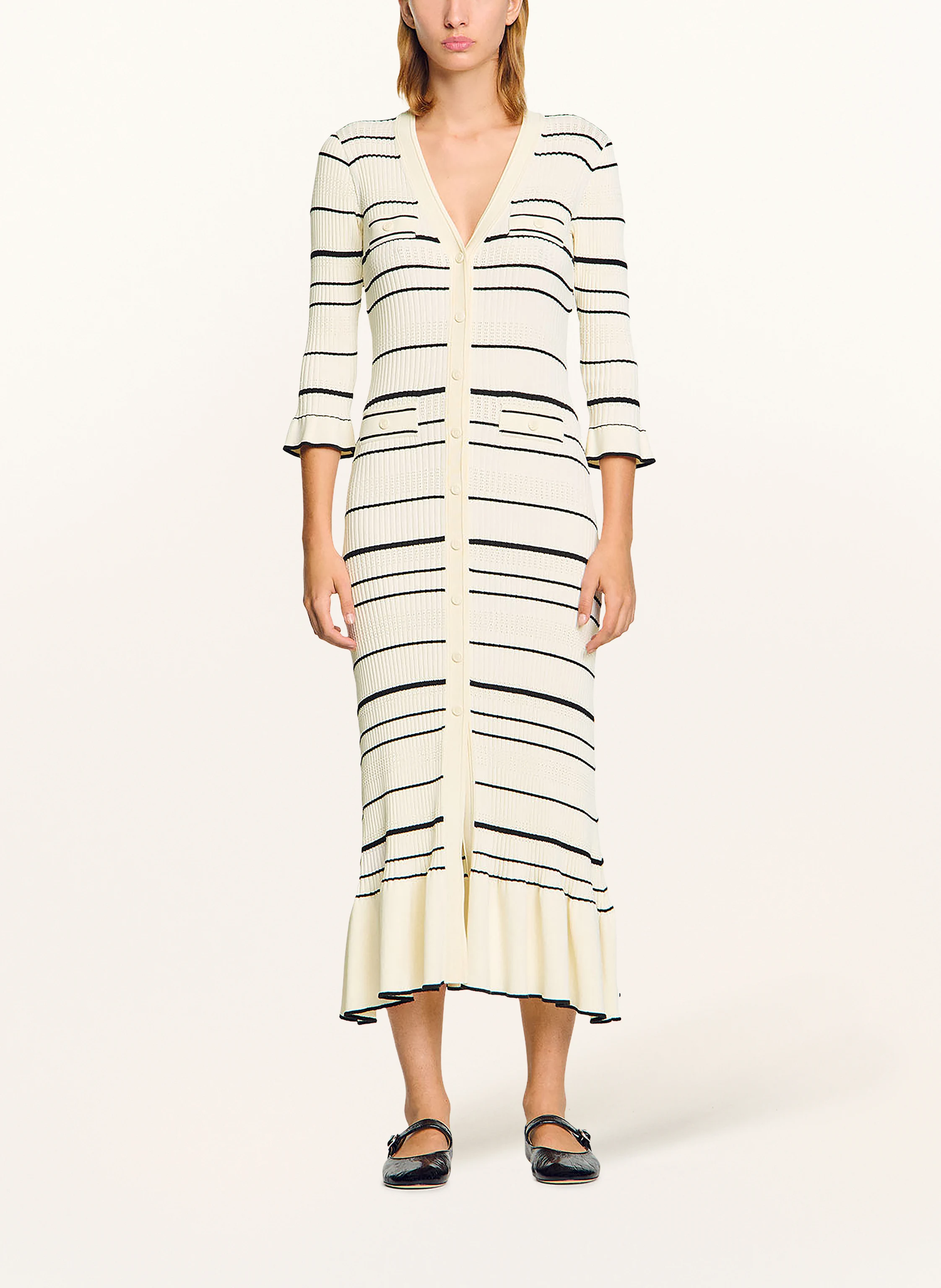 SANDRO Strickkleid mit 3/4-Arm