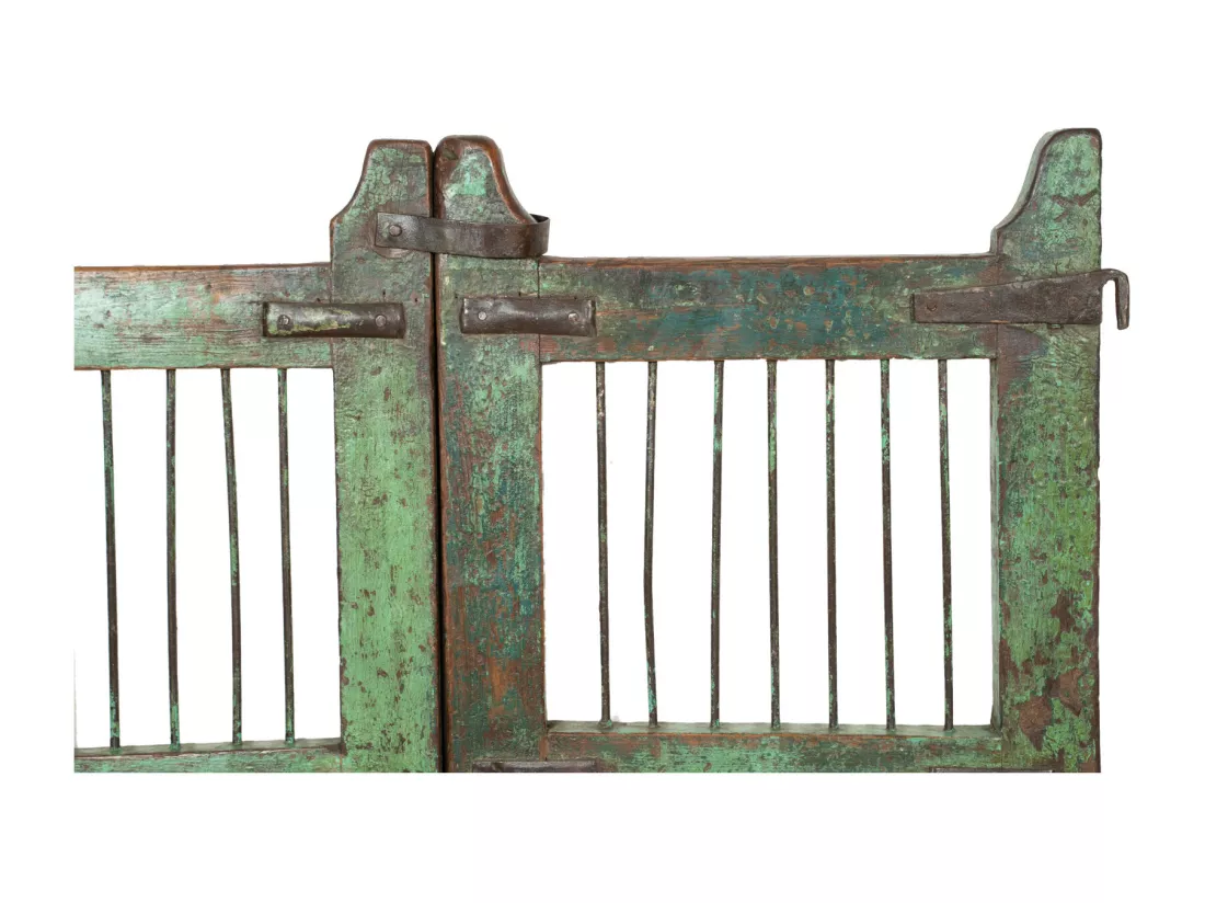 BISCOTTINI Portail - Bois Massif et Fer Finition Antique - Clôture en Fer - Portail en Métal - Porte Décorative - Portail d'Entrée - Clôture en Bois - Intérieur et Extérieur - 96x6x92cm