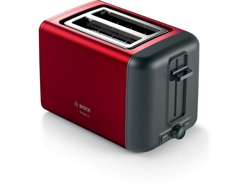 Bosch Toaster DesignLine TAT3P424DE Anthrazit/Rot Klassischer Toaster
