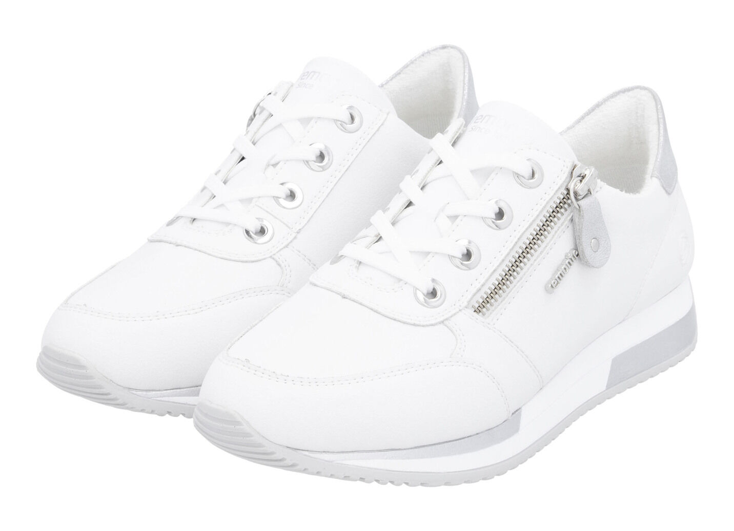Remonte Schnür-Sneaker mit silberfarben schimmerndem Kontrast-Besatz