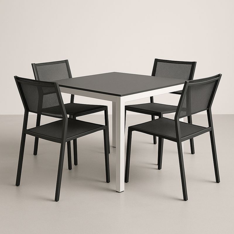 Essgruppe Aluminium 5-teilig Schwarz/Weiß