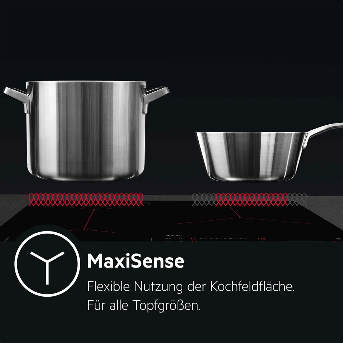 AEG Standherd mit Induktions-Kochfeld 60 cm/Hob²Hood/Pyrolyse – Selbstreinigung/SoftClosing/Touch-Bedienung/Grillfunktion/Display mit Uhr/Kindersicherung/A / CIB6499APB