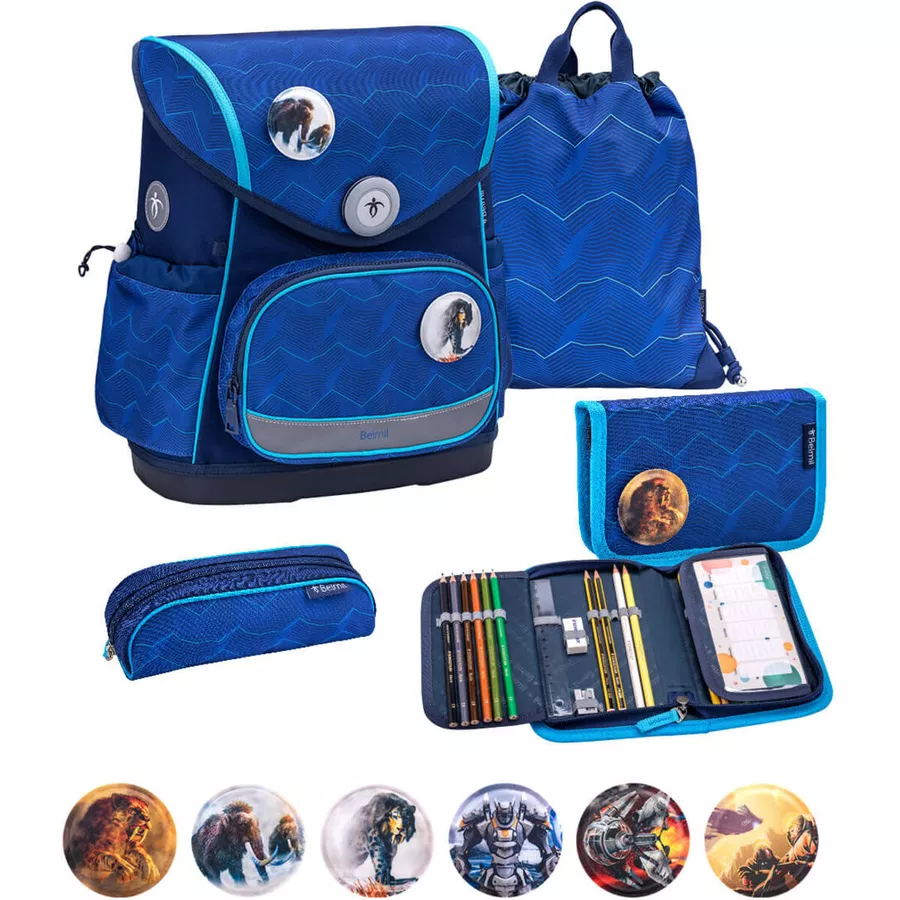 Belmil Schulranzen Premium Compact Plus Set 5-teilig Estate Blue
