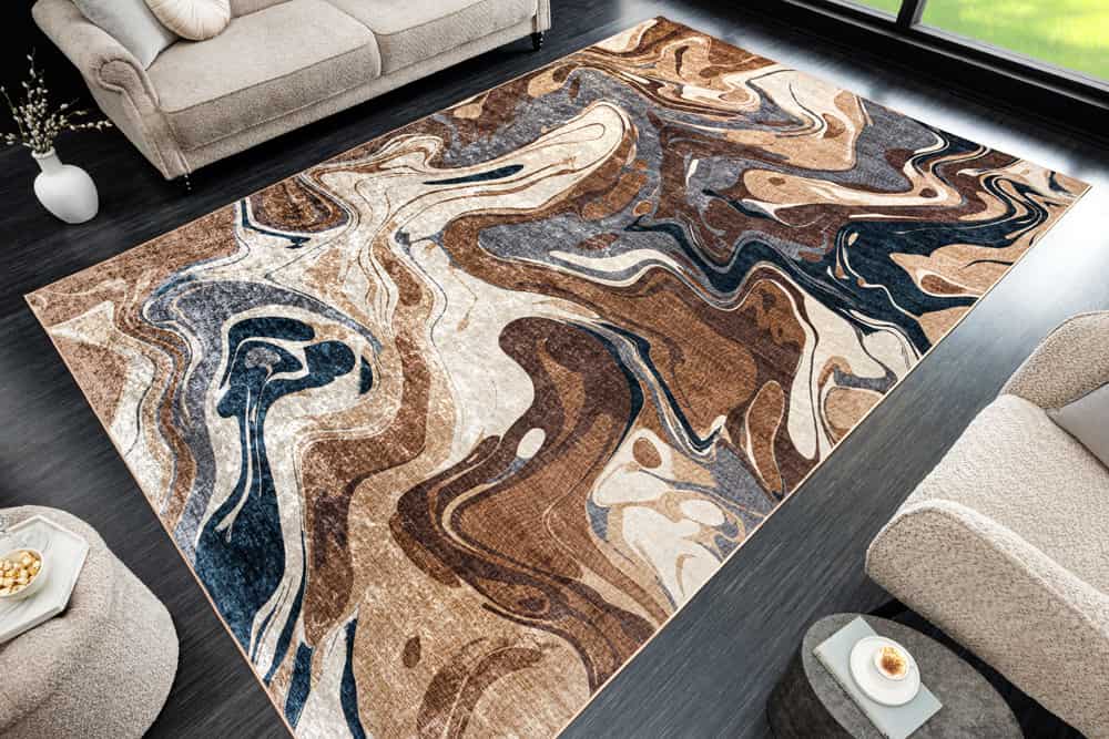 Moderner Teppich EARTH 230x160cm braun beige blau Flachgewebe Indoor