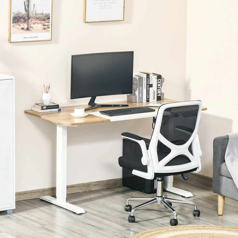 Vinsetto PC-Tisch elektrisch höhenverstellbar, LED-Anzeige WeißNatur