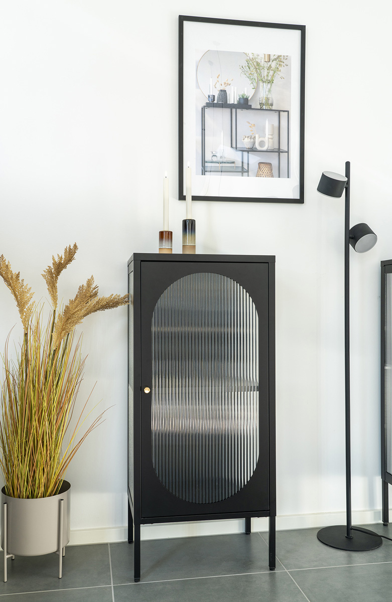Abbey metalen vitrinekast zwart - 50 x 110 cm