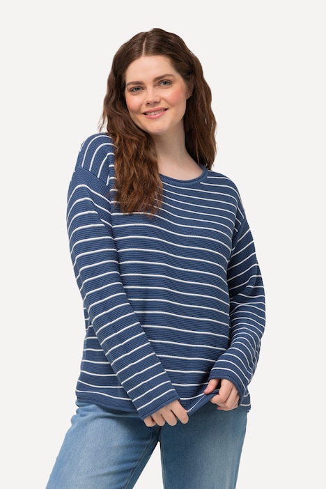 Pullover, Ringel, Rundhals, Langarm, Biobaumwolle