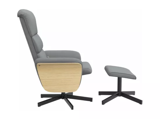 Fauteuil inclinable de massage et repose-pied gris clair tissu