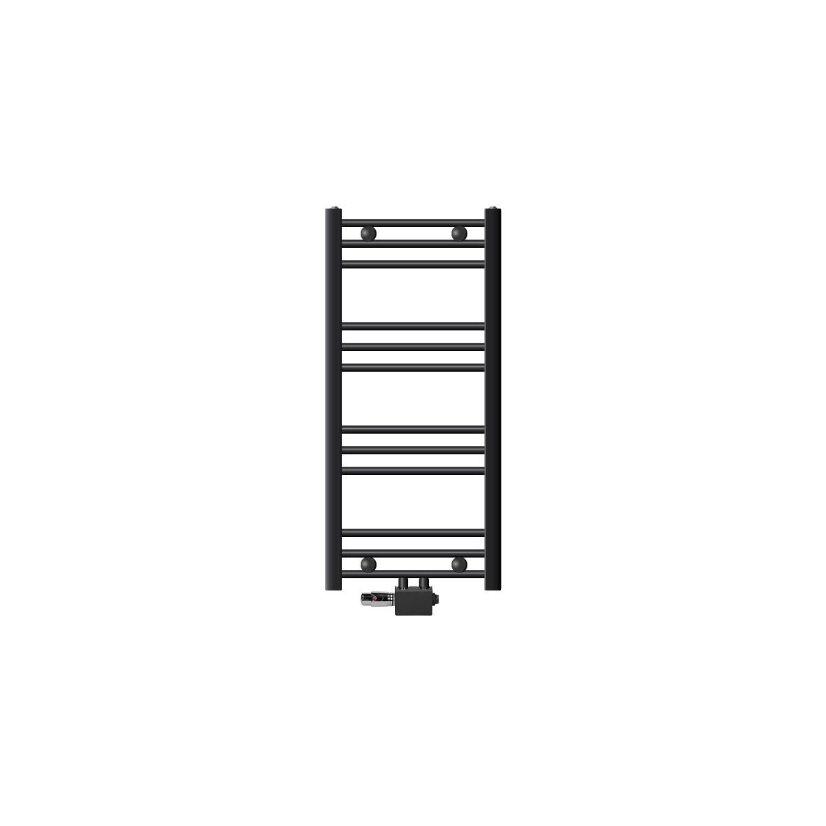 LuxeBath Sahara badkamerradiator, 400 x 800 mm, antraciet, recht, met middenaansluiting, inclusief aansluitset met thermostaat, universele hoek- en doorloopuitvoering, radiator, handdoekwarmer, handdoekdroger