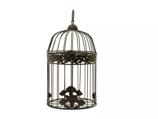 Cage à oiseaux décorative ancienne métal marron 20x32cm