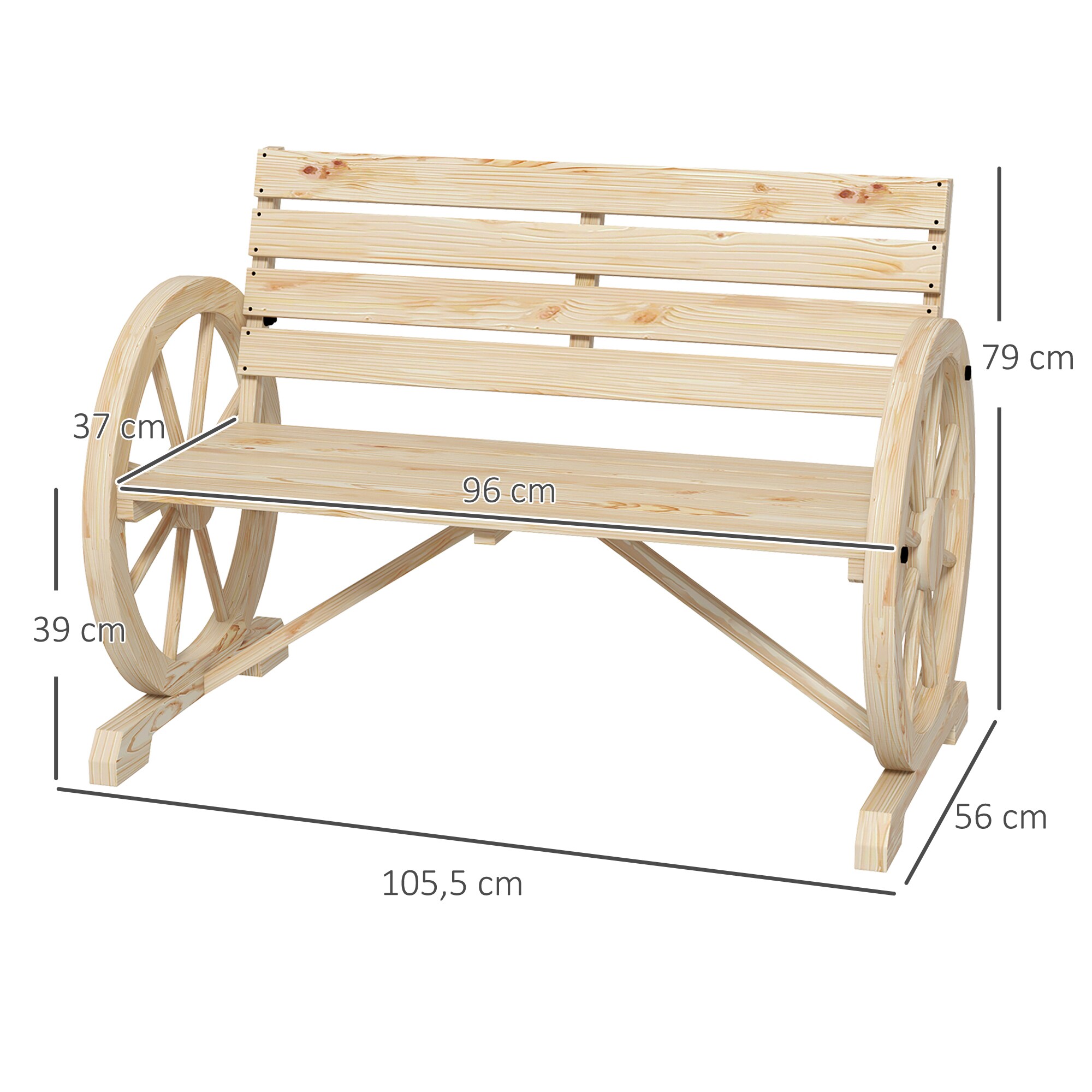 Outsunny Gartenbank mit Holzrahmen braun L105,5 x B56 x H79 cm