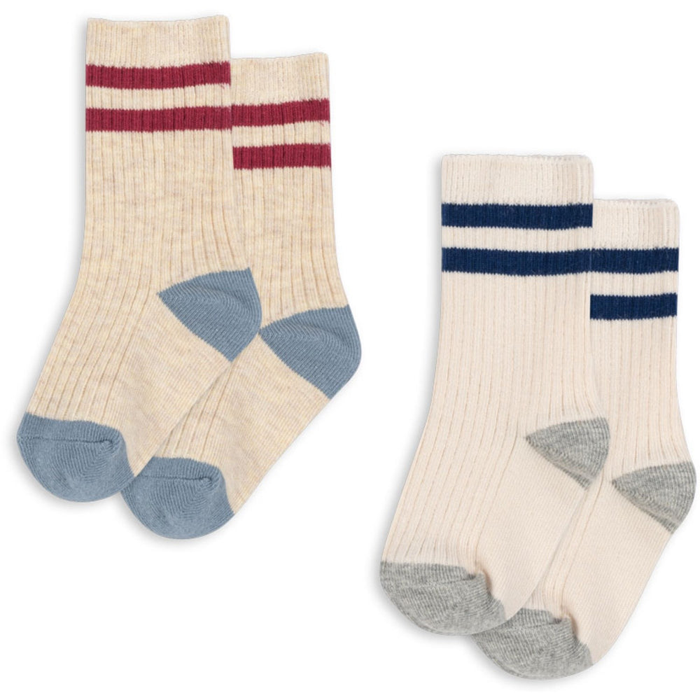 Køb Konges Sløjd Off White/Multi Strip 2 Pack Rib Strømper