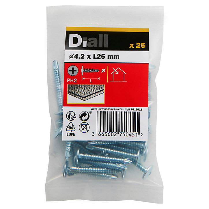 Vis zinguée autoperceuses à tête à collerette, 4,2x32 mm - 25 pièces