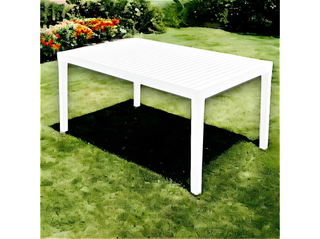 Table d'extérieur Danastas, Etagère à manger rectangulaire, Table de jardin polyvalente, 100% Made in Italy, 150x90h72 Cm, Blanc