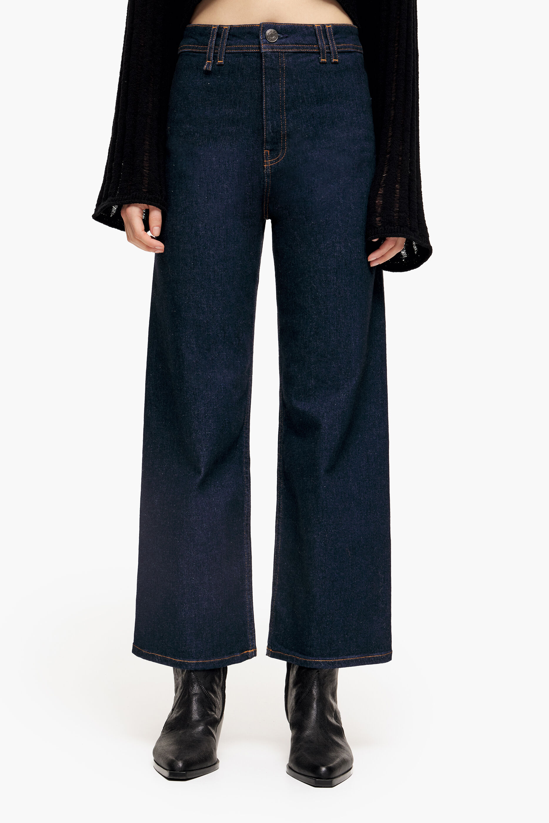 CULOTTE - Calça jeans azul escura de cintura alta