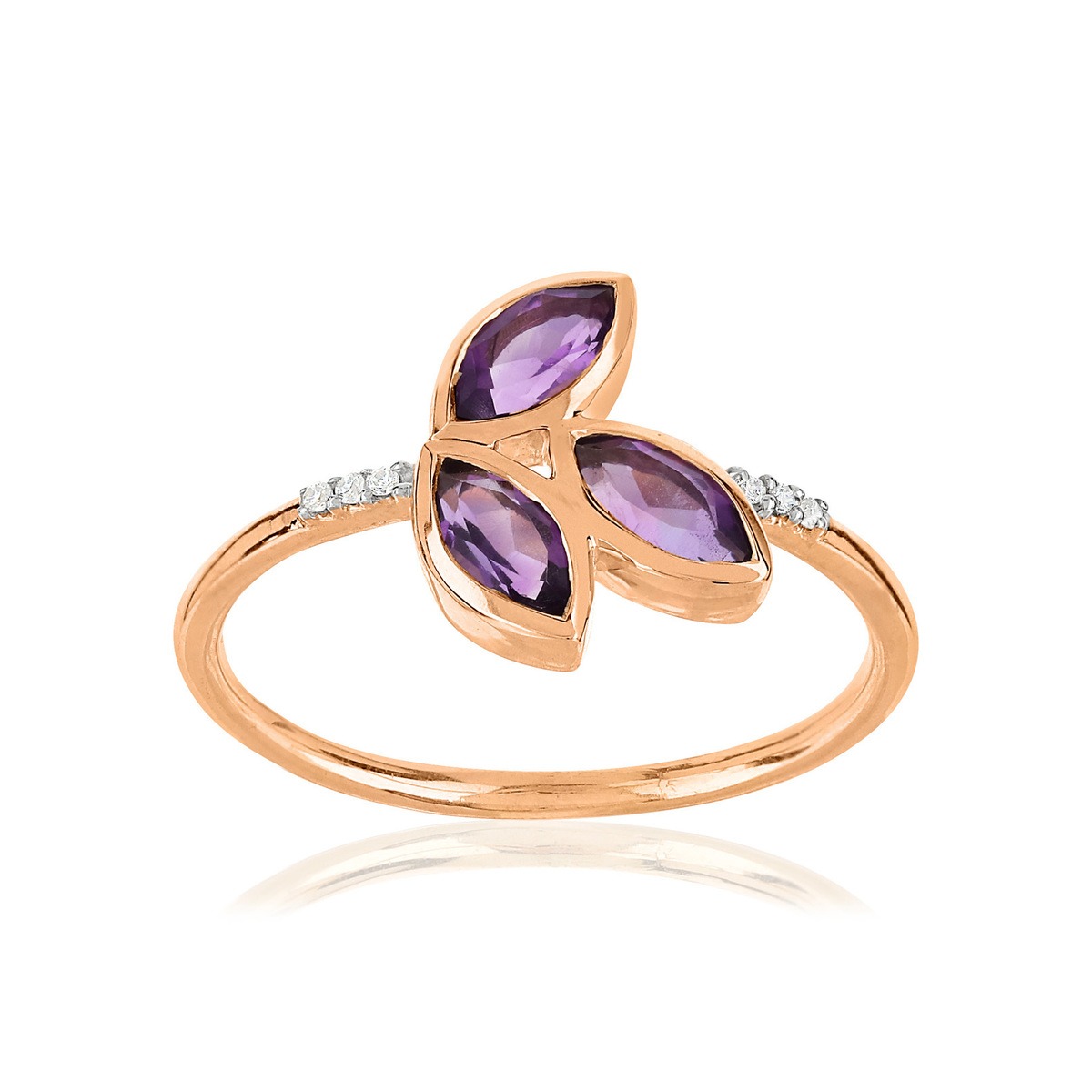 Bague or 375 2 tons améthyste et diamant