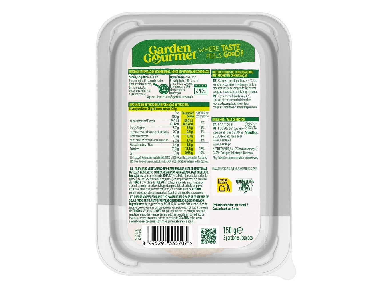 REFEIÇÃO GARDEN GOURMET HAMBURGUER VEGETAIS CLÁSSICO 150G