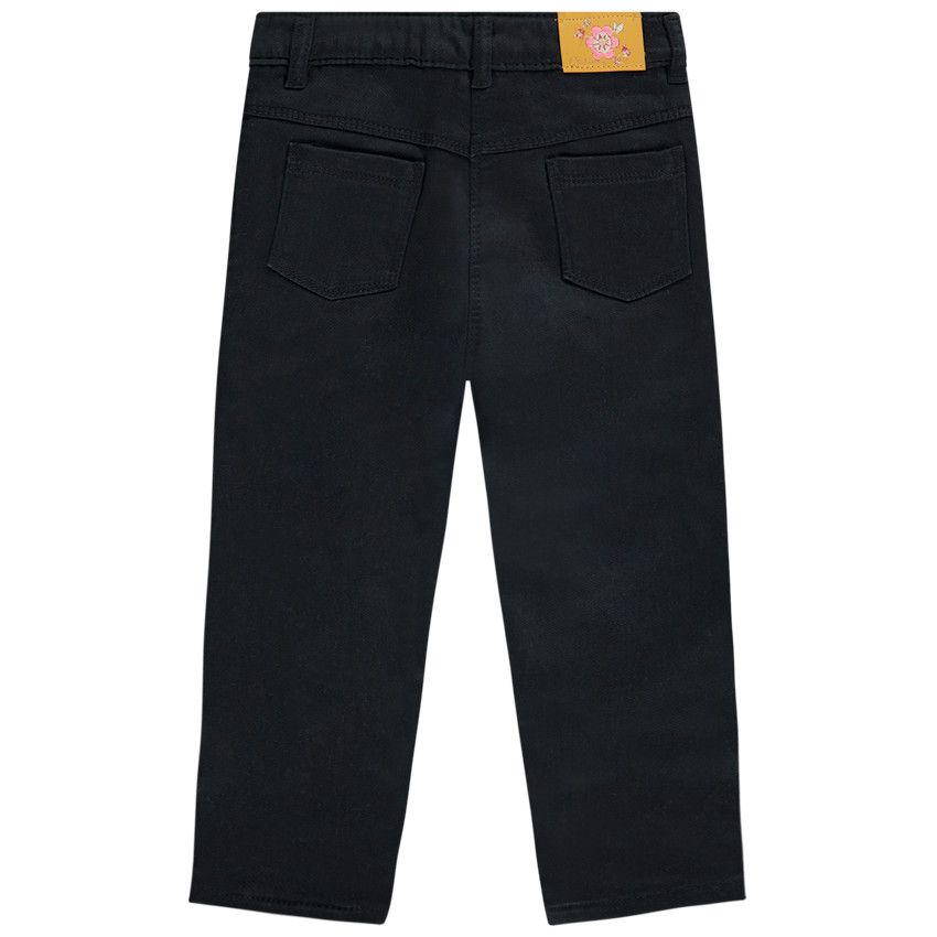 Jean denim avec broderies fleurs et papillons pour bébé fille - Gris foncé