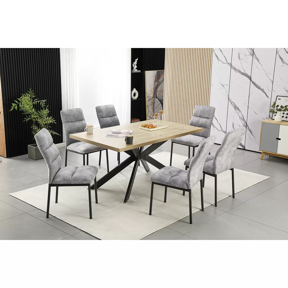 Tischgruppe Sydney Artisan Eiche,grau,schwarz