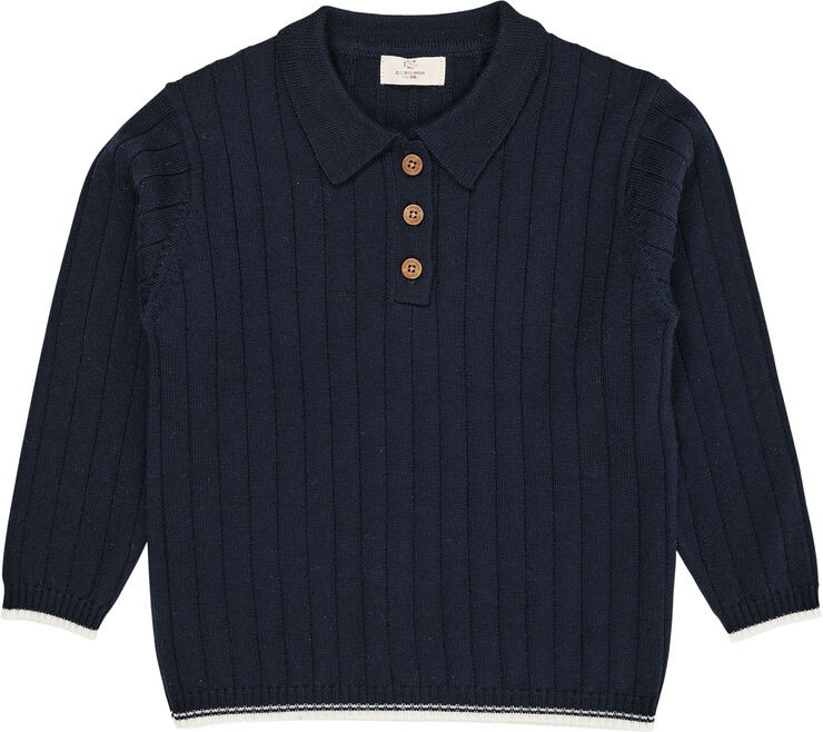 Copenhagen Colors MERINO POLO SHIRT Navy/cream combi