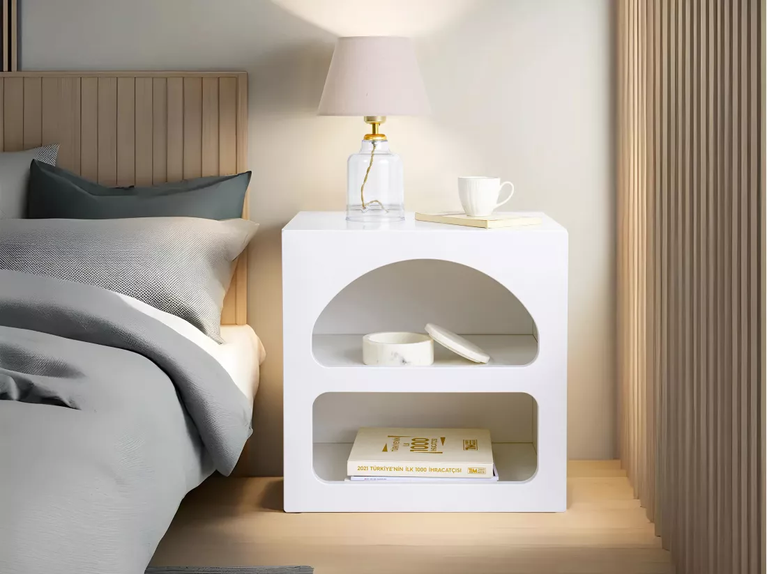 Table de chevet avec rangements - Blanc - LUELA