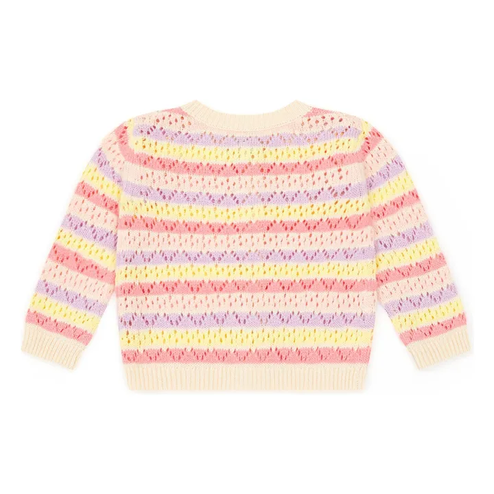 Bonton Cardigan Lilet en Maille Rayé | Rose pâle