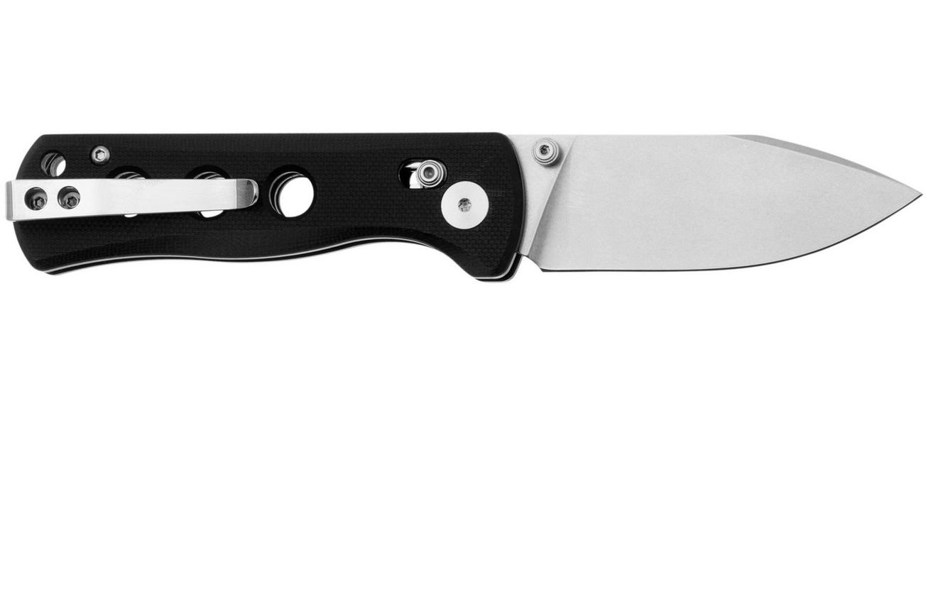 QSP Knife Canary Glyde 150GL-A1 Stonewashed 14C28N, Black G10, zakmes