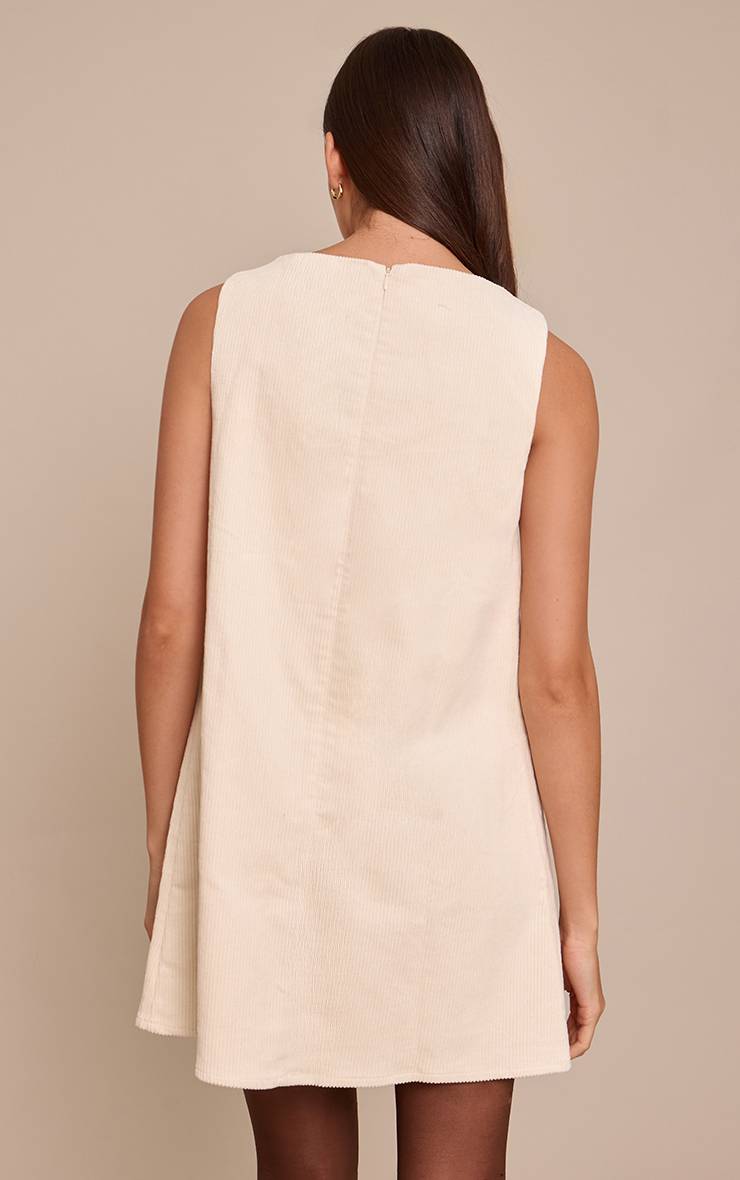 Crème Robe Droite Ample Col Bateau En Velours Côtelé