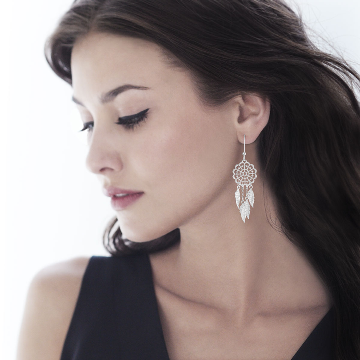 Boucles d'oreilles argent 925 pendants attrape-rêve