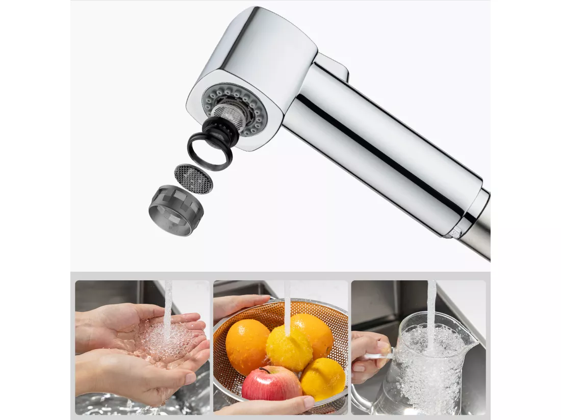Mitigeur Cuisine Noir, Lonheo Max Robinet Cuisine Noir avec Douchette Extractible,avec 2 Jets,Rotatif 360 ° avec Barboteur Démotabl,EU Modèle
