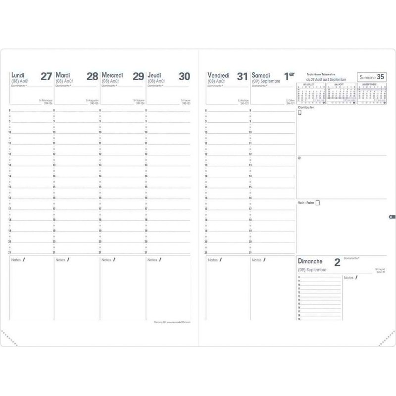 Agenda Quo Vadis Planning SD semainier - 16 mois - septembre 2026 / décembre 2027  - 18 x 24 cm