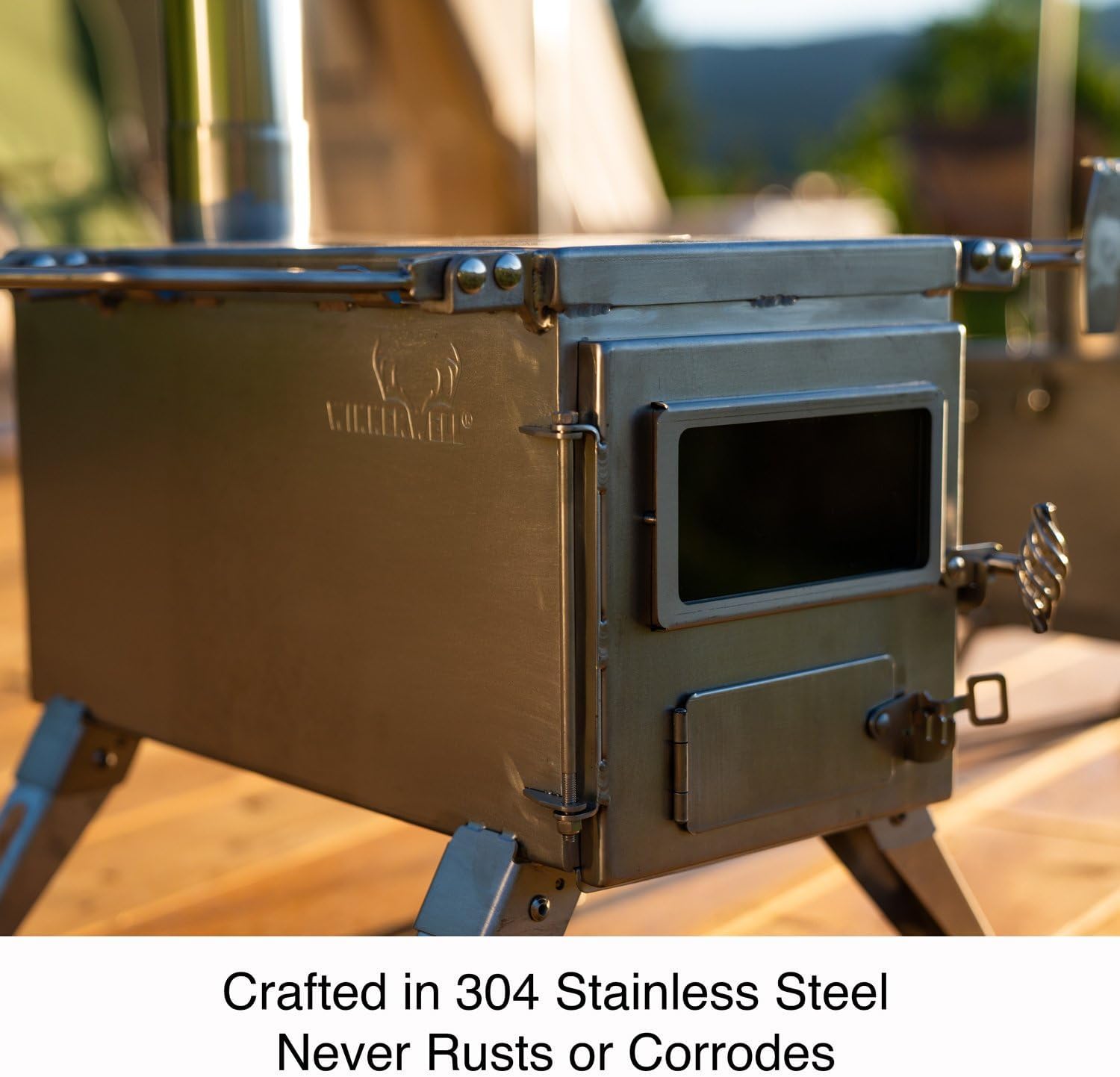 Winnerwell Nomad Medium Zeltofen | Kleiner tragbarer Holzofen für Zelte, Unterkünfte und Camping | 800 Cubic Inch Firebox | Präzisions-Edelstahlkonstruktion | Enthält Schornsteinpfeife