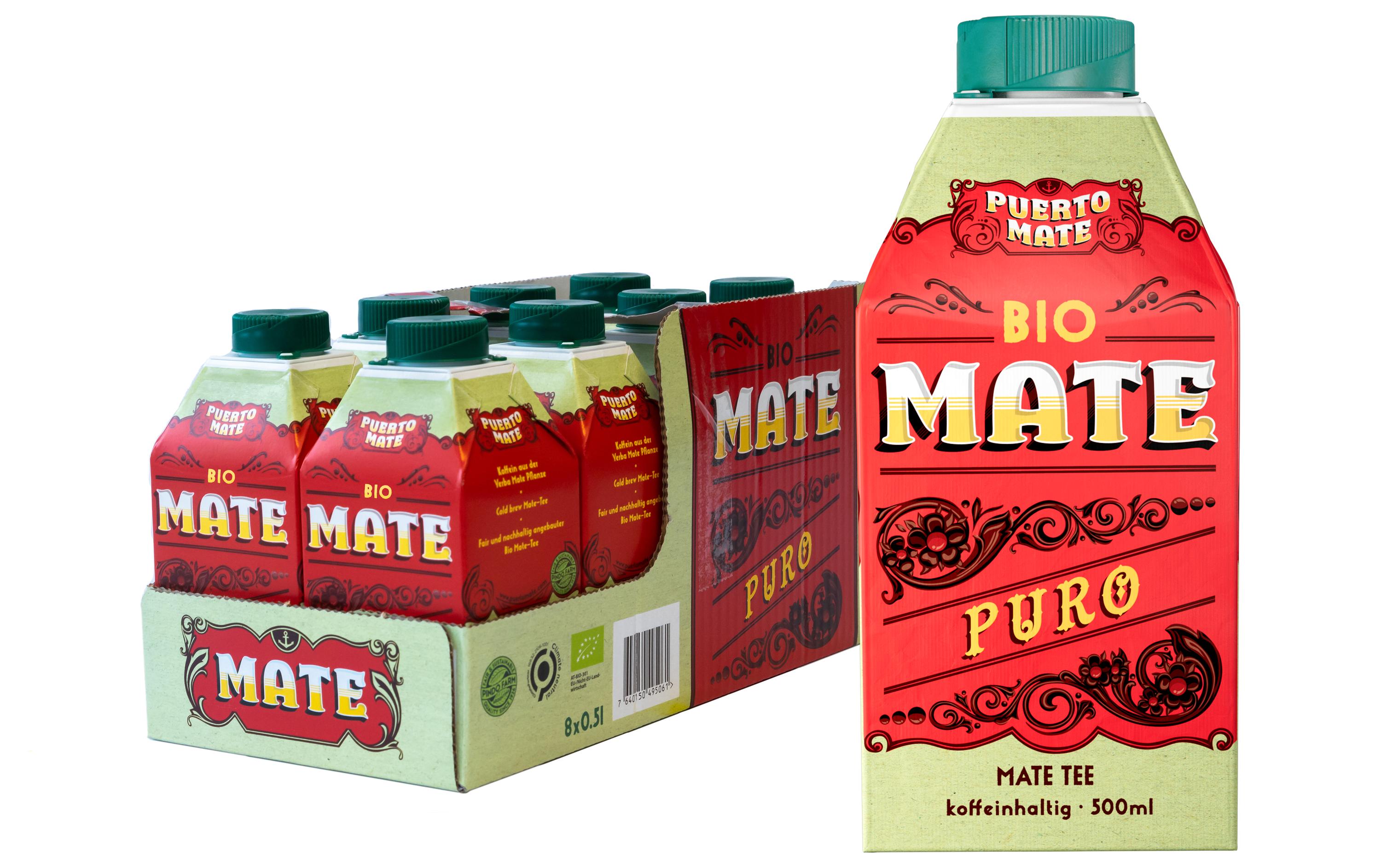 Bio – Mate Puro 8 x 0.5 lKoffeinhaltiges Erfrischungsgetränk aus Mate-Tee