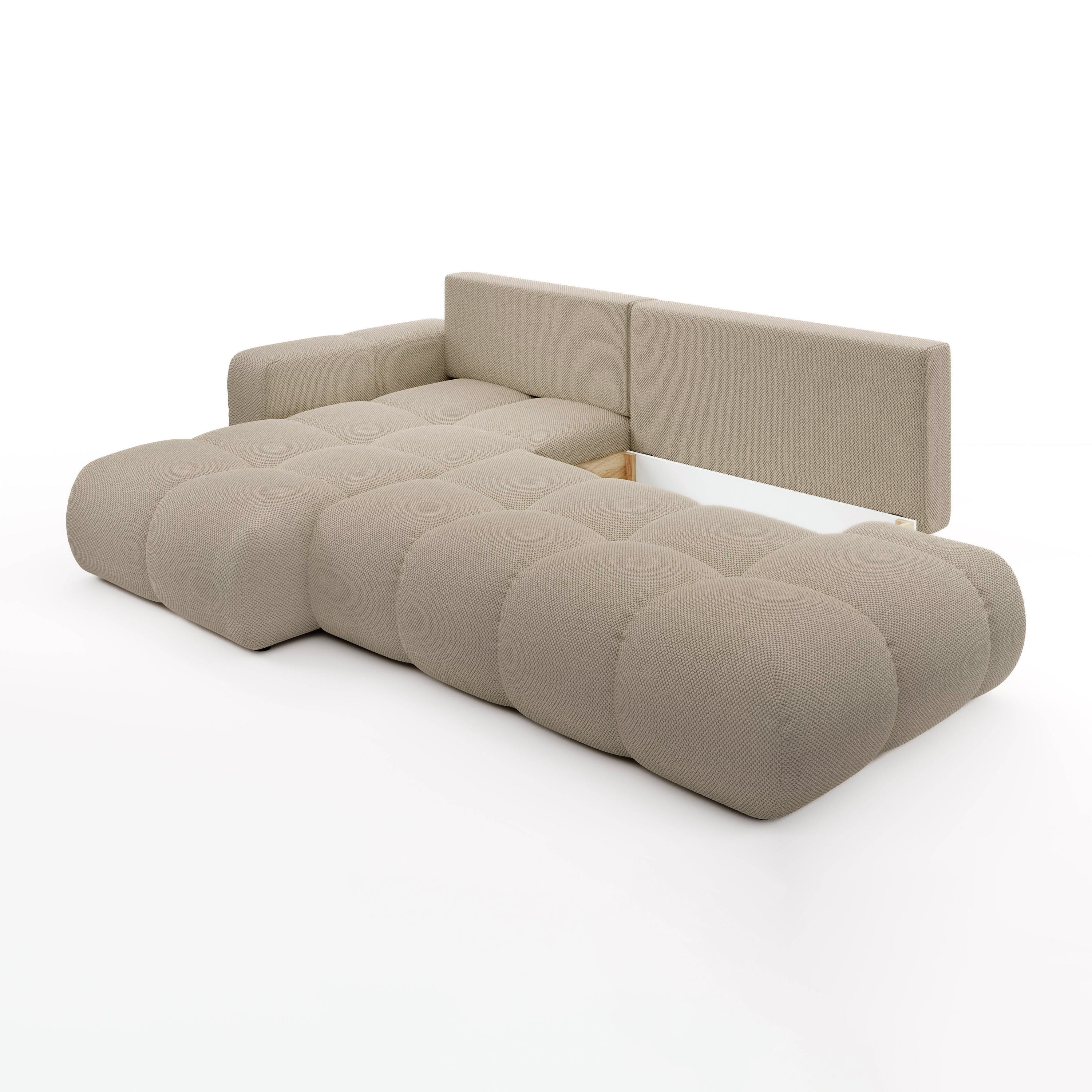 by fonQ Charme Hoekbank Links met Slaapfunctie - Weefstof - Beige