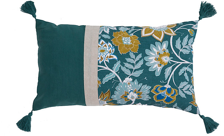 Coussin Indiana à pompons Deco&Co vert pin L.50 x l.30 cm
