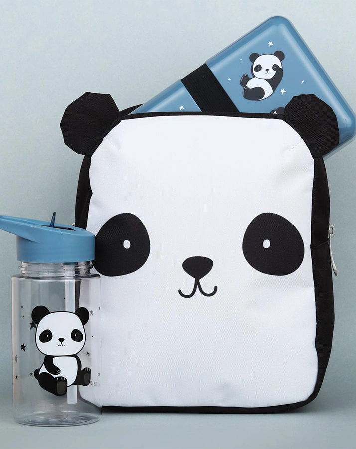 Kinderrucksack LITTLE BACKPACK – PANDA (21x27x10) in schwarz/weiß