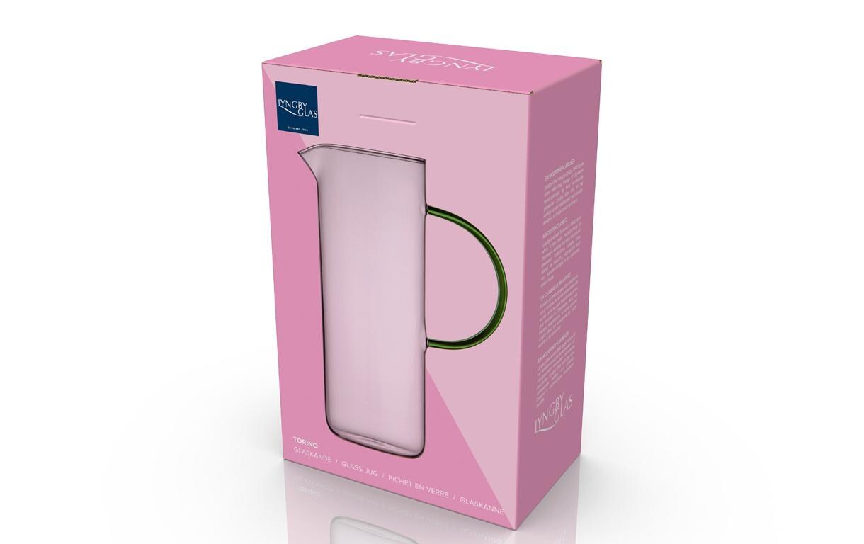 Karaffe Torino Pink/Grün, 1.1 LiterGlaskanne zum Servieren von kalten und heissen Getränken