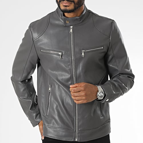 Veste Biker Gris Anthracite