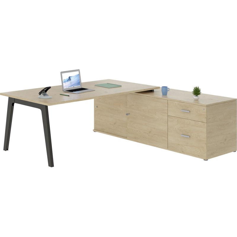 Bureau manager Eden Arche chêne clair avec console