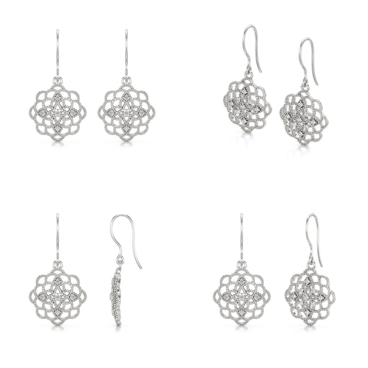 Boucles d'oreilles ADEN Diamants sur Argent 925 4.646grs