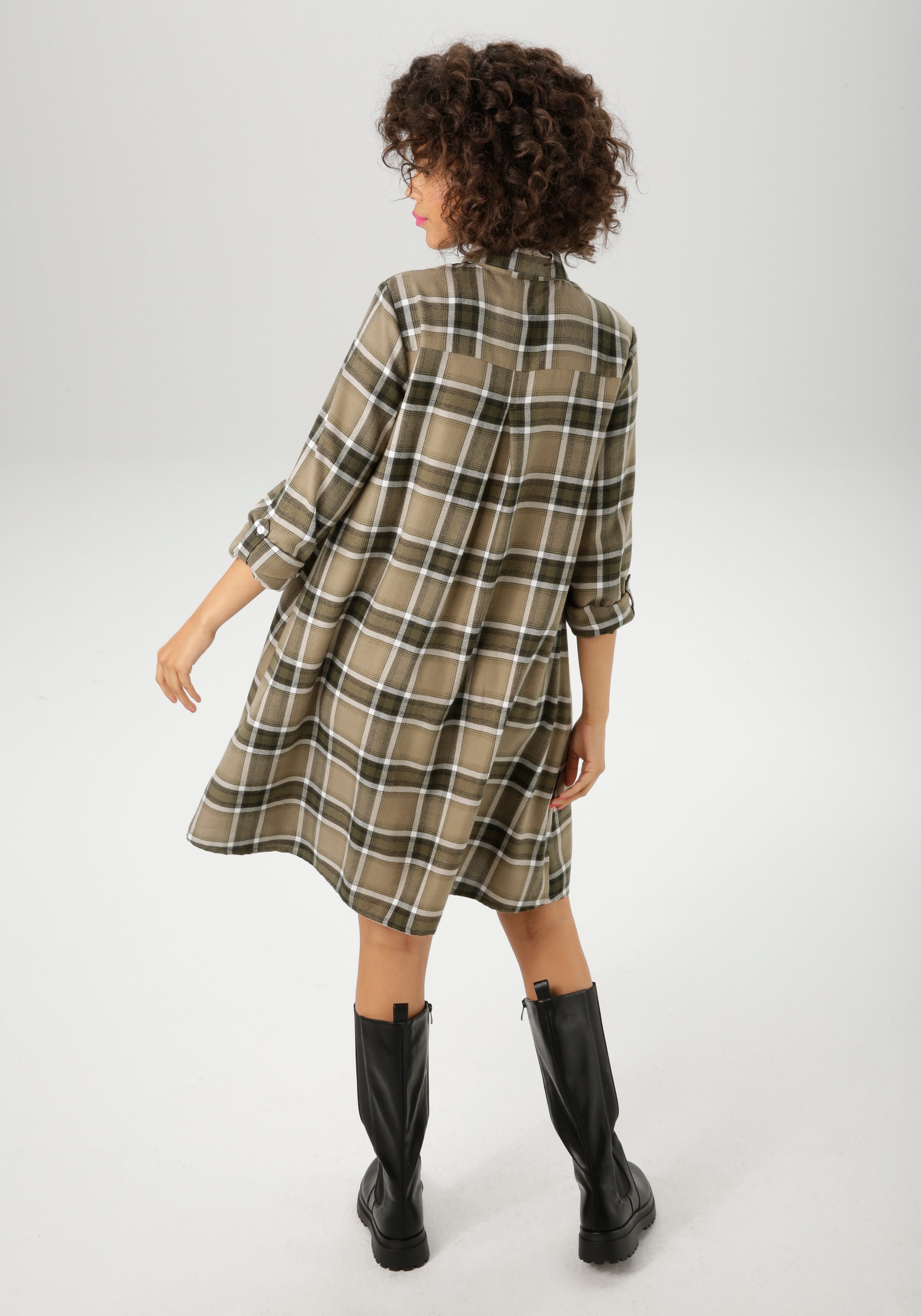 Aniston CASUAL Hemdblusenkleid im trendfarbigen Karo-Dessin - NEUE KOLLEKTION