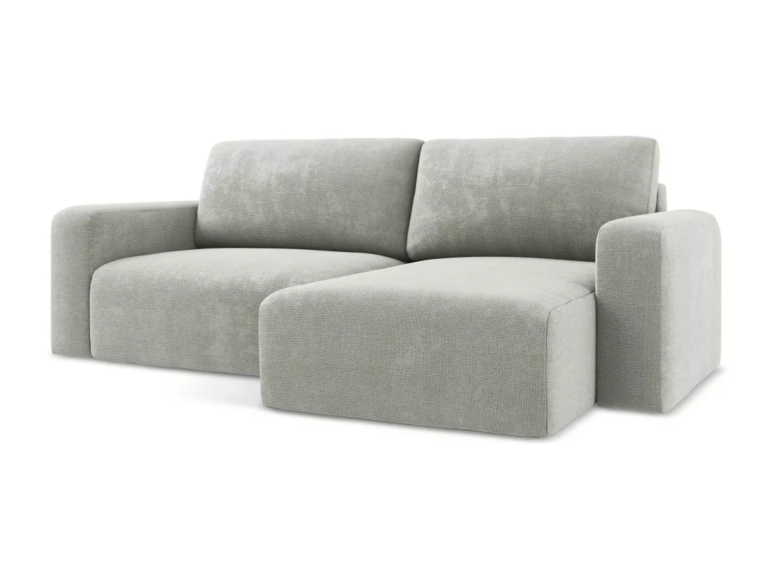 Canapé d’angle 3 places droit convertible en Chenille - gris clair - KONA
