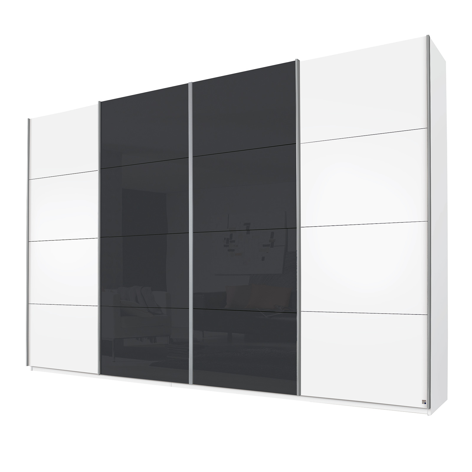 Schwebetürenschrank - Alpinweiß - 4-türig - 360 cm